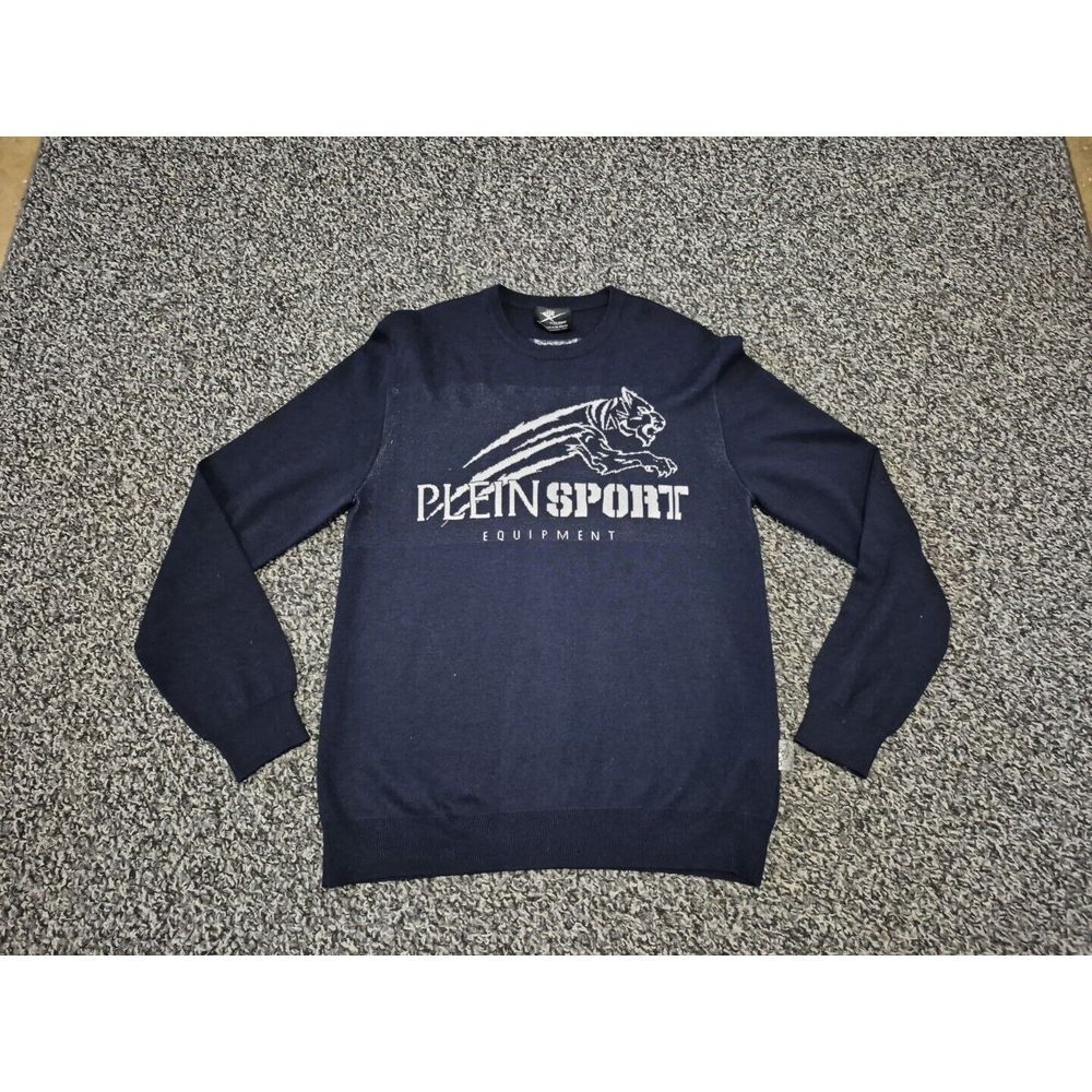 Plein Sport Sweatshirt Pullover Sweater Blue Long‎ Sleeve Crewneck XXL 2XL